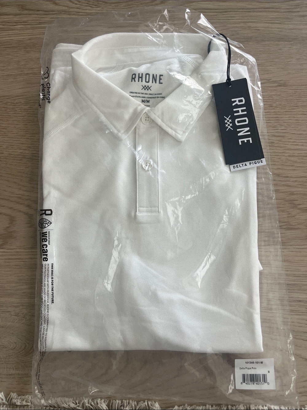 RHONE White Men’s Polo - Delta Pique